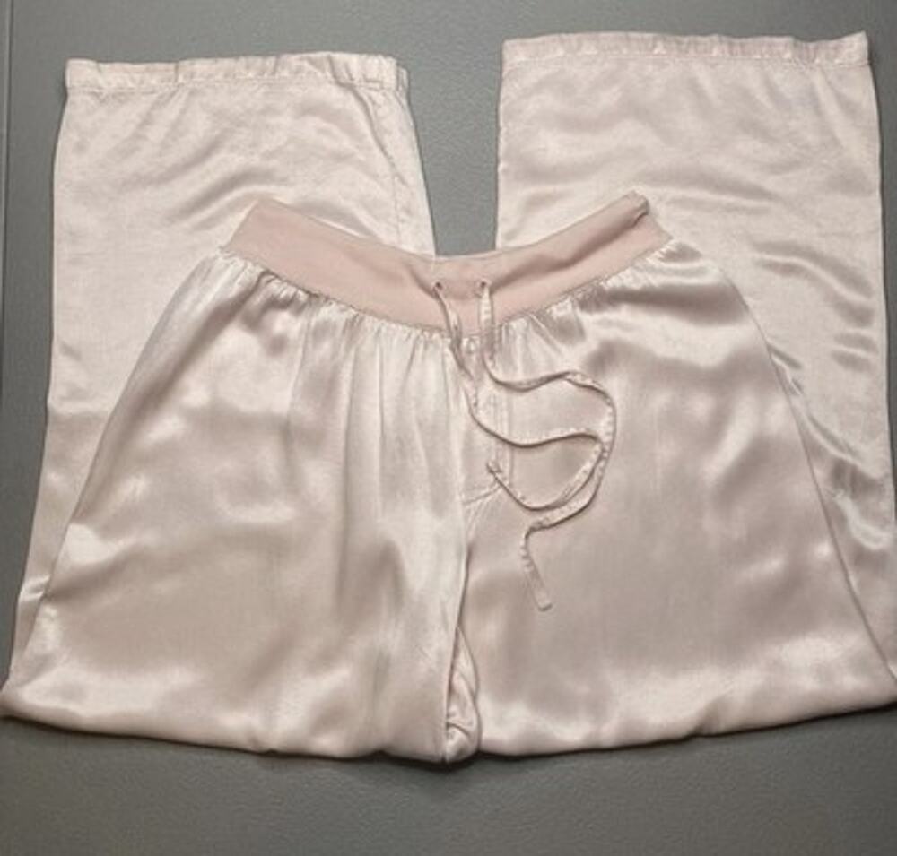 PJ Harlow Jolie Satin Pants Womens Large Cropped Wide Leg PullOn Drawstring READ